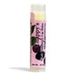 A chapstick with pink label and the name "Chappy's Black Raspberry Lip Balm"