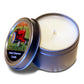 A tin of Gardener's insect deterrent candle with a label featuring a red tractor and the name 'Citronella'.
