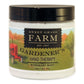 A jar of Gardener's Natural Hand Therapy Cream with a label that includes the brand name and the scent, Rosemary Mint, along with an image of a garden and a red tractor.