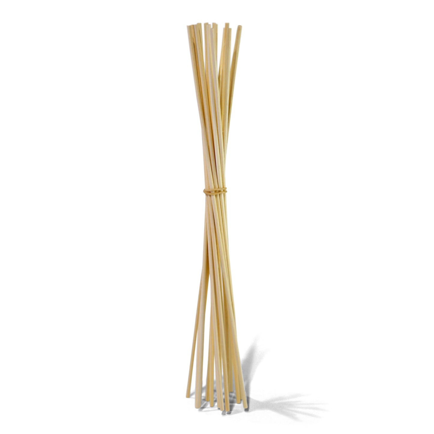 A replacement bundle of beige rattan reed diffuser sticks tied together.